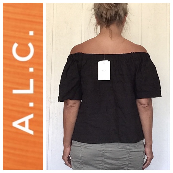 NEW A.L.C. BLACK OFF THE SHOULDER TOP SIZE 8 NWT - Picture 4 of 8